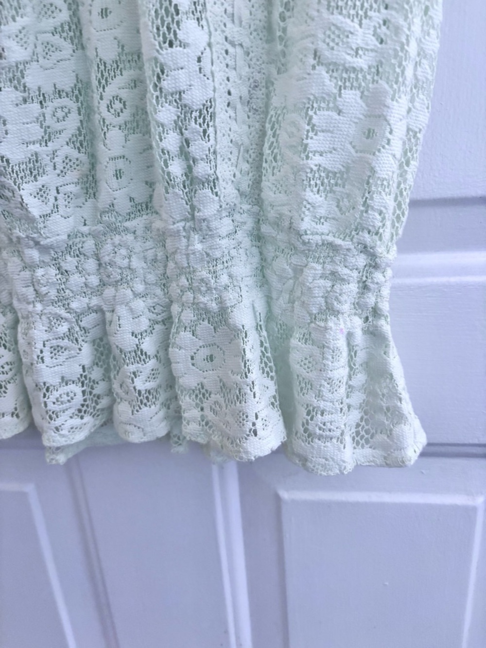 Mint Lace Peplum Short-Sleeve Blouse - Picture 3 of 6
